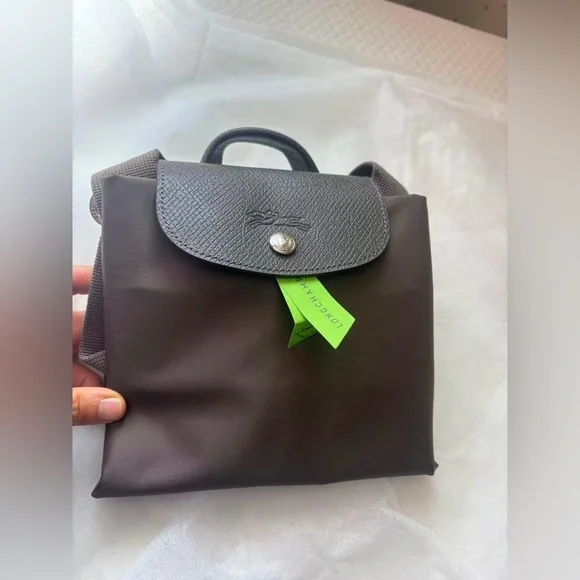 Longchamp Medium Backpack Recycled Canvas Terre Sophisticated Matte Finish - Picture 16 of 16